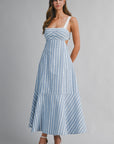 The Lucinda Striped Cut Out Midi Dress