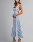 The Lucinda Striped Cut Out Midi Dress