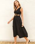 The Miranda Ring Black Midi Dress