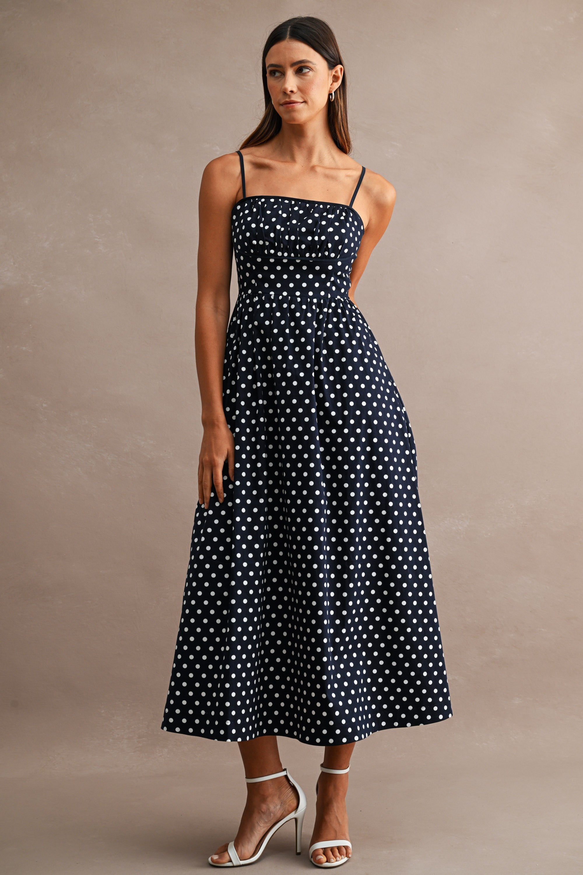 The Isadora Polka Dot Midi Dress – Thread + Seed