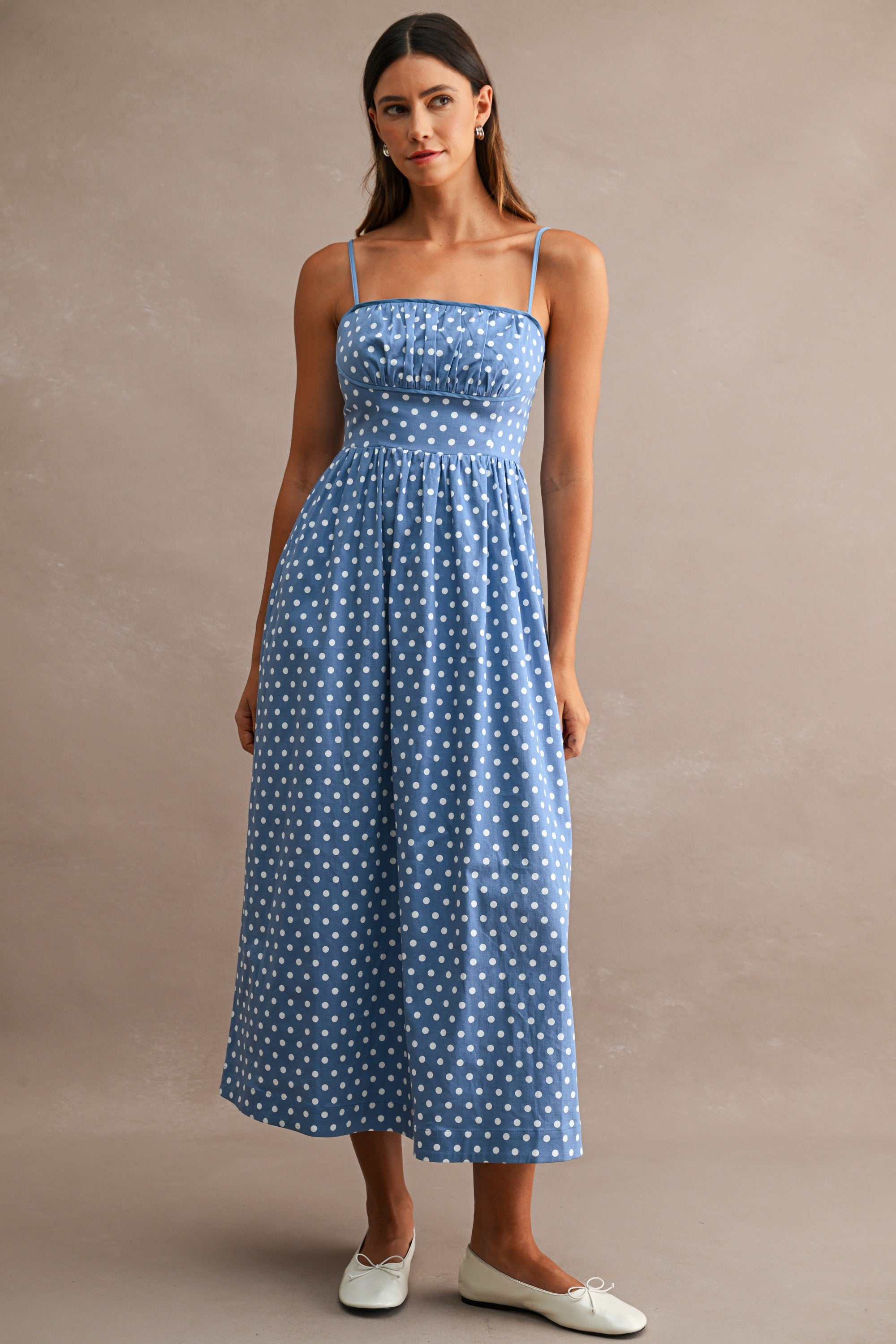The Isadora Polka Dot Midi Dress – Thread + Seed