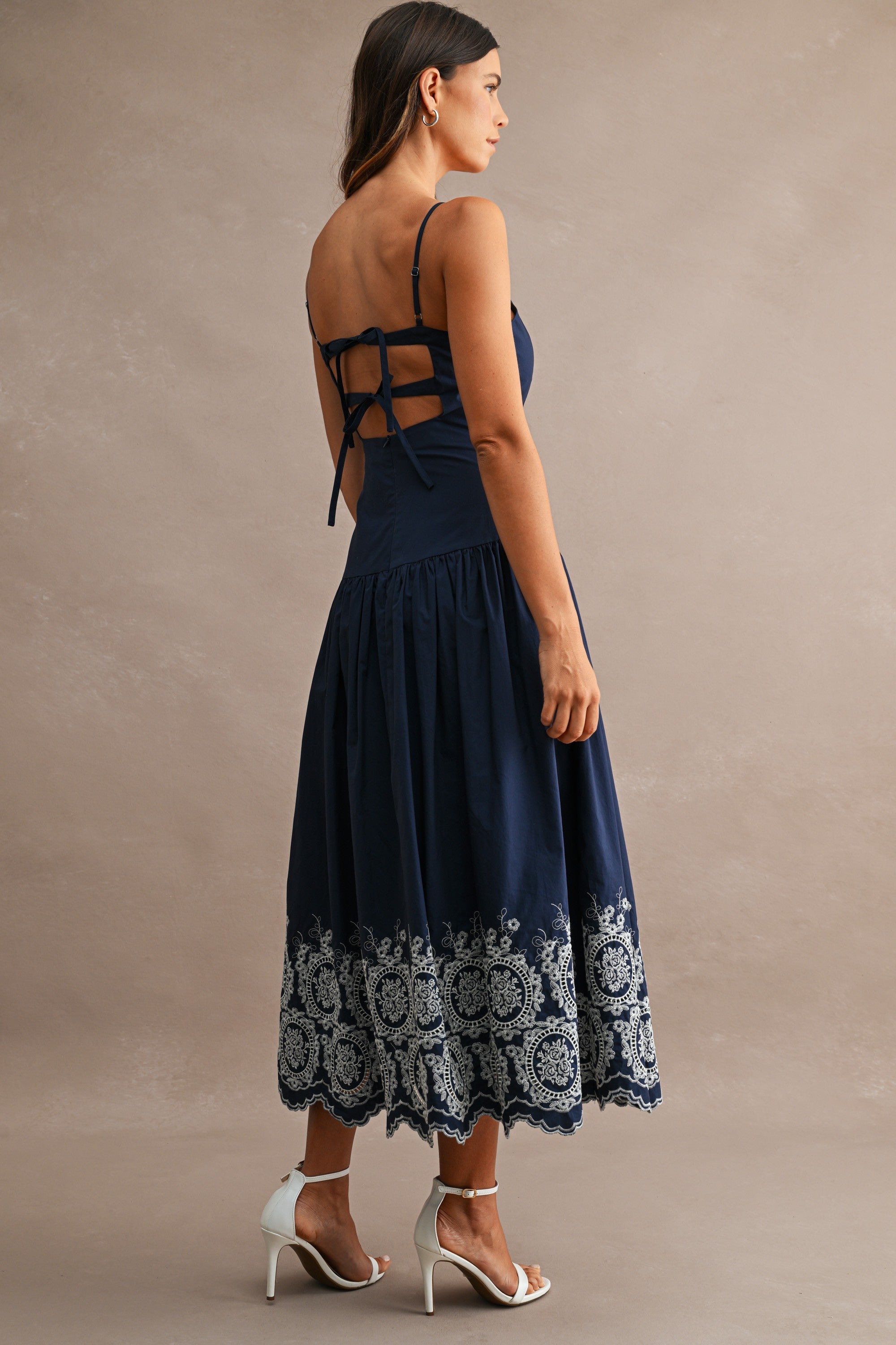 The Magnolia Embroidered Hem Midi Dress