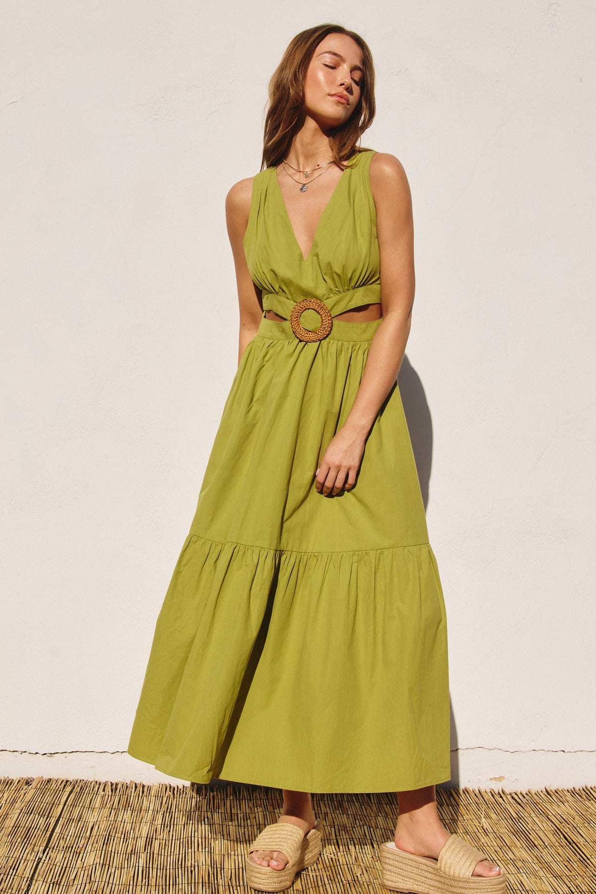 lime green midi dress The Miranda Ring Lime Green Midi Dress – Thread + Seed