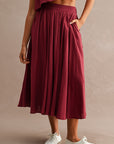 The Santorini Burgundy Crop Top + Midi Skirt Set- Sold Separately
