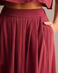 The Santorini Burgundy Crop Top + Midi Skirt Set- Sold Separately
