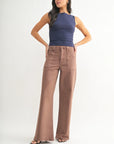 The Maeve Vintage Brown Patch Pocket Wide Leg Flare Jeans
