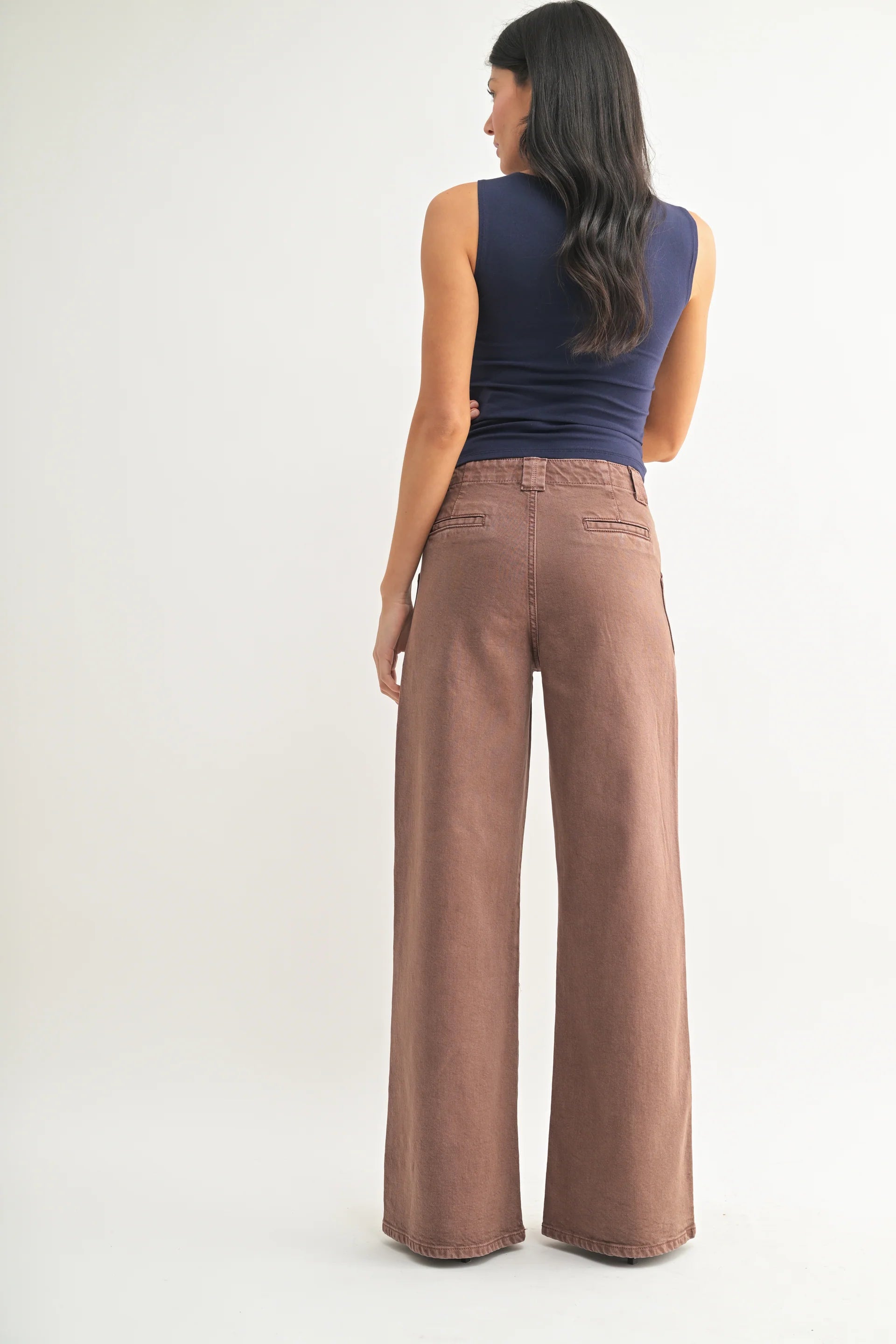 The Maeve Vintage Brown Patch Pocket Wide Leg Flare Jeans