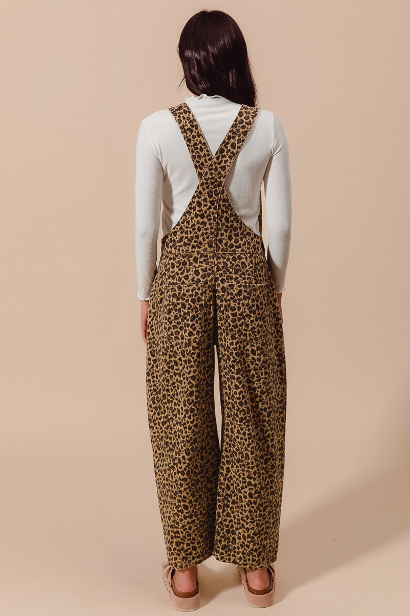 The Makena Leopard Barrel Overalls