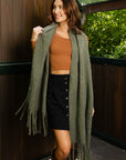 The Mandy Olive Knit Tassel Scarf