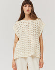 The Marcille Ivory Crochet Sweater