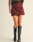 The Marcy Cherry Suede Mini Skirt