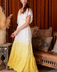 The Maribella Flutter Sleeve Dip Dye Dress