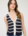 The Maris Stripe Button Vest