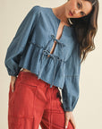 The Marisa Front Tie Denim Top
