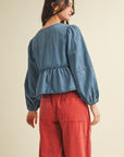 The Marisa Front Tie Denim Top