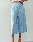 The Marta Blue Linen Cropped Pants