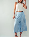 The Marta Blue Linen Cropped Pants