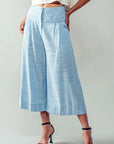 The Marta Blue Linen Cropped Pants
