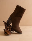 The Maxine Coffee Suede Heel Bootie