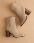 The Maxine Khaki Suede Heel Bootie