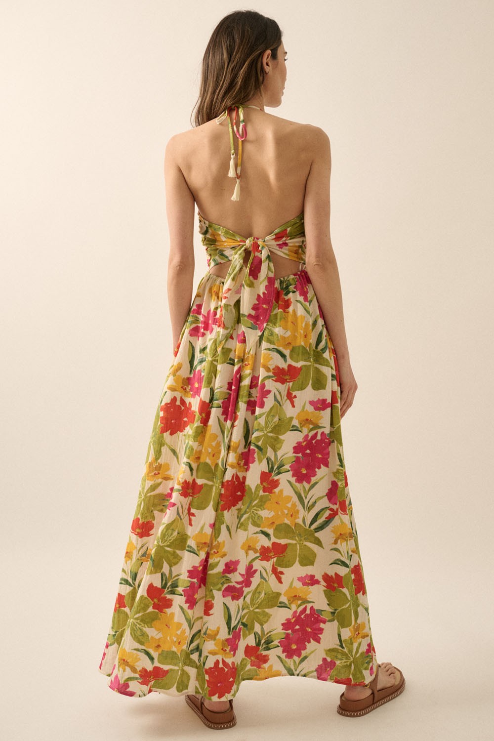 The Meadow Floral Halter Maxi Dress