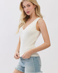 The Megan Ivory Ribbed Sweater Tank