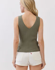 The Megan Olive Ribbed Sweater Tank