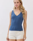 The Megan Slate Ribbed Sweater Tank