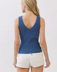 The Megan Slate Ribbed Sweater Tank