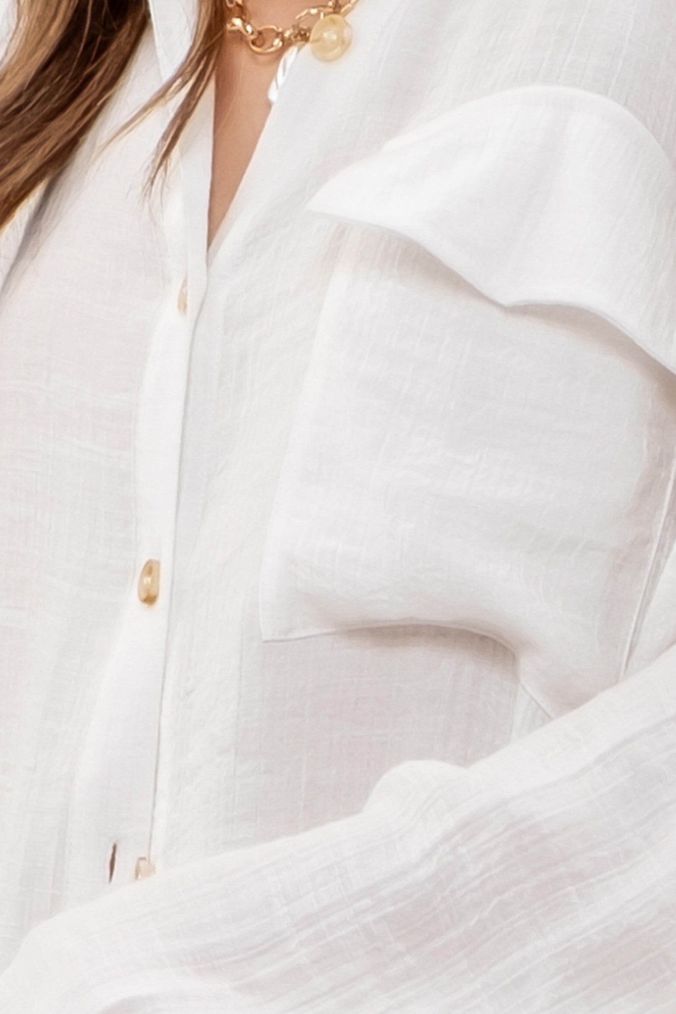 The Melia White Button-down Top