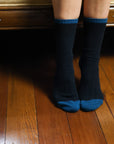 The Merino Wool Band Socks - Black + Blue