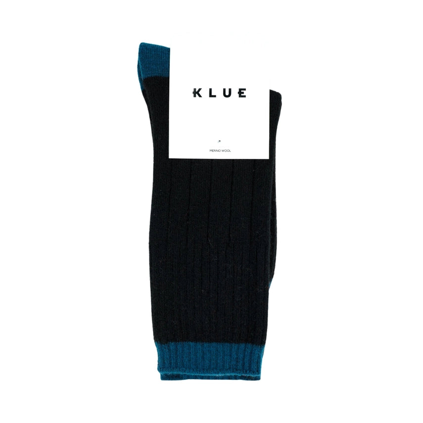 The Merino Wool Band Socks - Black + Blue