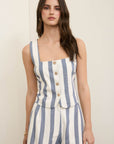 The Millie Navy Linen Stripe Top + Shorts Set - Sold Separately