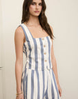 The Millie Navy Linen Stripe Top + Shorts Set - Sold Separately