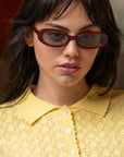 The Mimi Burgundy Acetate Oval Sunglasses