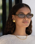 The Mimi Olive Acetate Oval Sunglasses