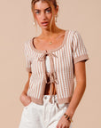 The Mina Taupe Stripe Knitted Top