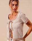 The Mina Taupe Stripe Knitted Top