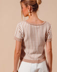 The Mina Taupe Stripe Knitted Top