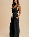 The Minerva Black Crepe Knit Jumpsuit
