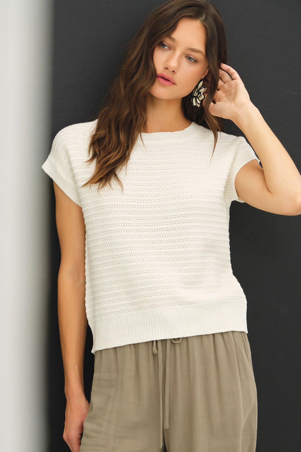 The Moira Off White Cap Sleeve Sweater