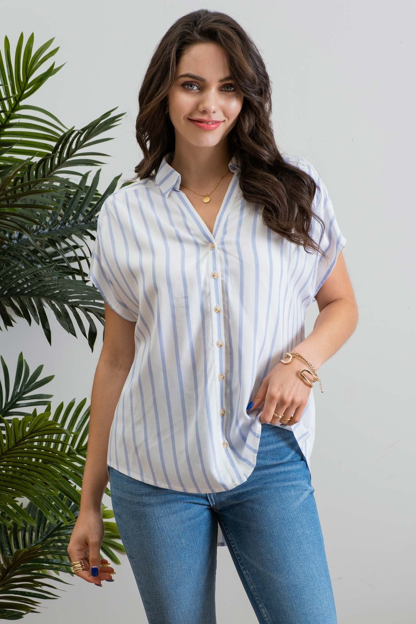 The Mollie Collared Button Up Top – Thread + Seed