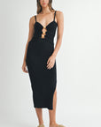 The Monica Black Cut Out Midi Dress