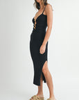 The Monica Black Cut Out Midi Dress