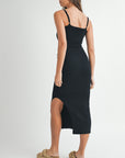 The Monica Black Cut Out Midi Dress