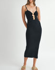 The Monica Black Cut Out Midi Dress