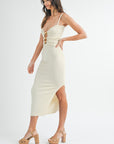 The Monica Cream Cut Out Midi Dress