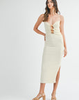 The Monica Cream Cut Out Midi Dress