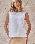 The Nell White Linen Top