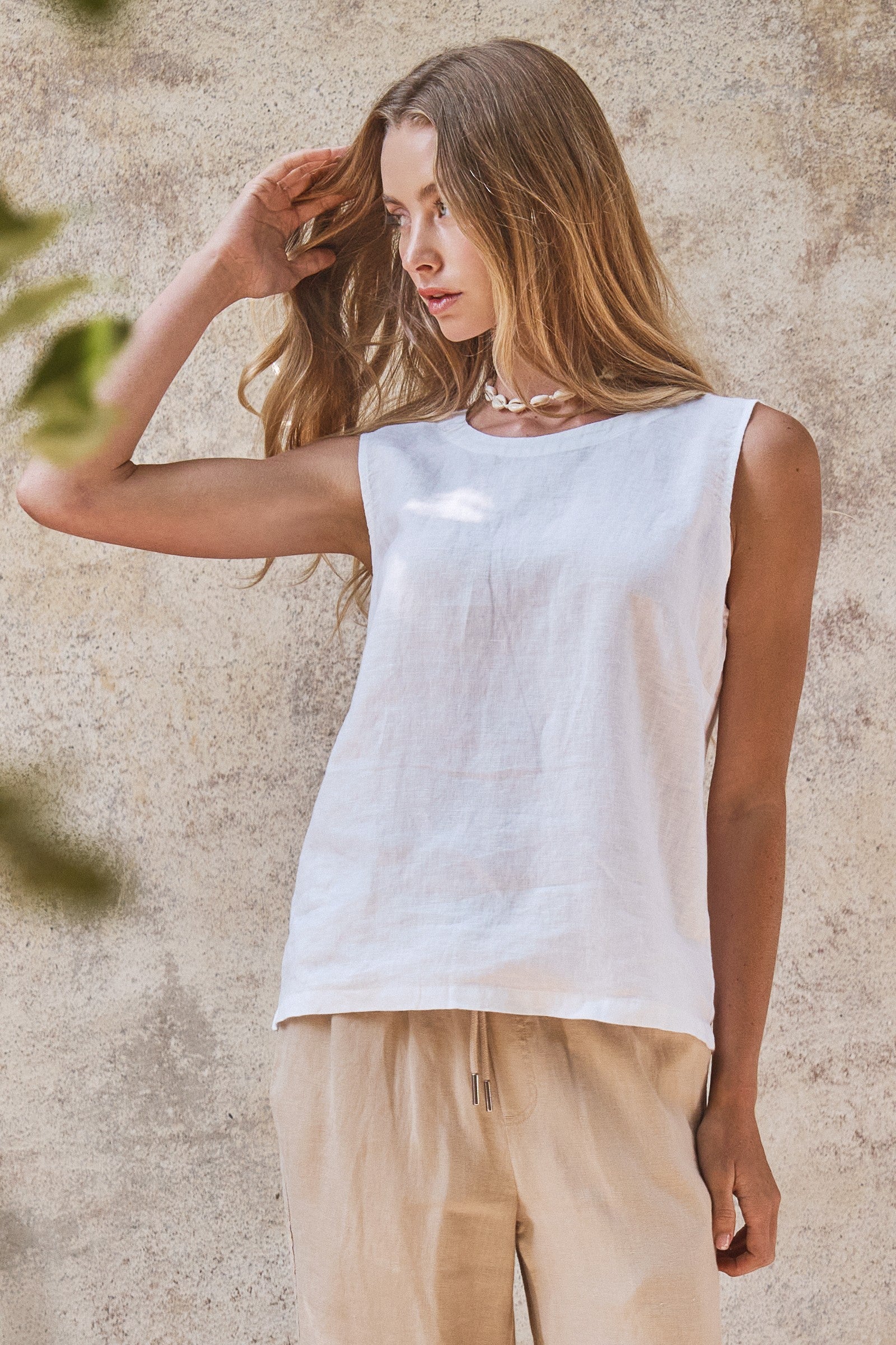The Nell White Linen Top